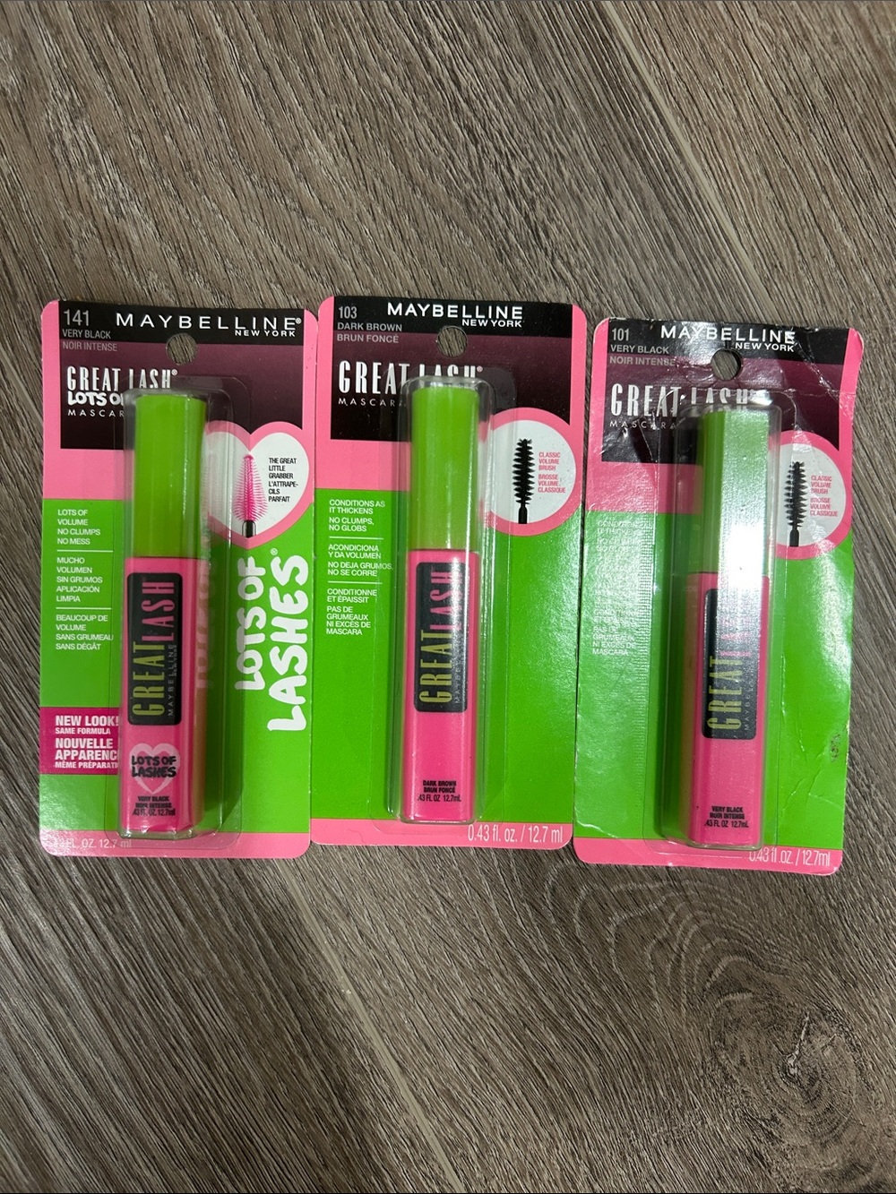 3X Maybelline Great Lash Mascara Trio #101 /103/ 141